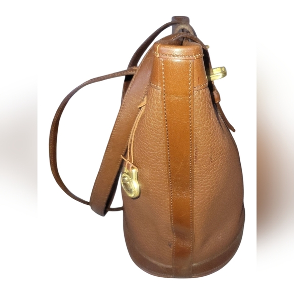 Dooney & Bourke Vintage 90's Brown Bucket Pebbled Leather Tote Bag Made In USA - Picture 2 of 11